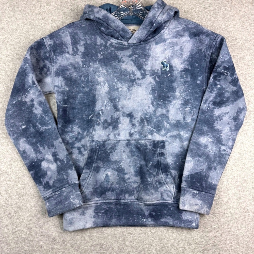 Abercrombie Kids Hoodie Kids 9/10 Blue Good Tie Dye Acid Wash Fleece Pullover